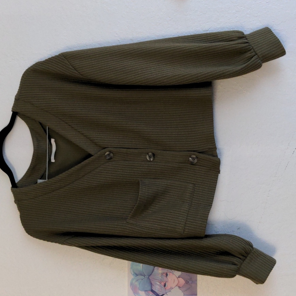 OAK + FORT Olive Green Cardigan